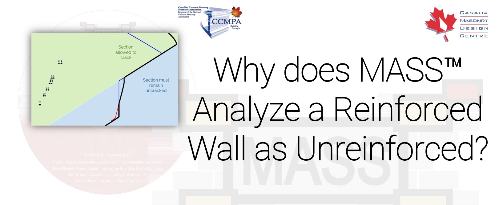Why does MASS use unreinforced analysis for a design with reinforcement?